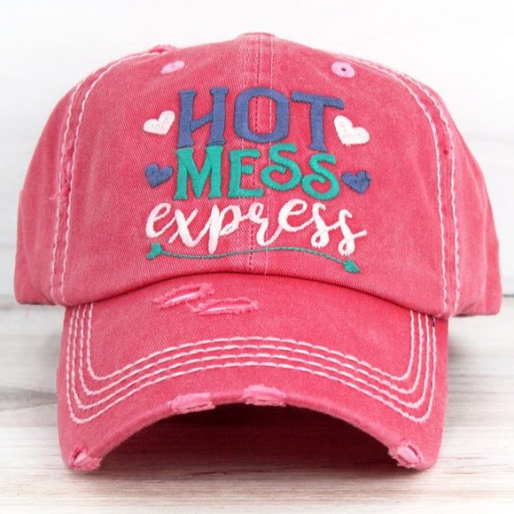Accessories - NWT Distressed Salmon Hot Mess Cap
